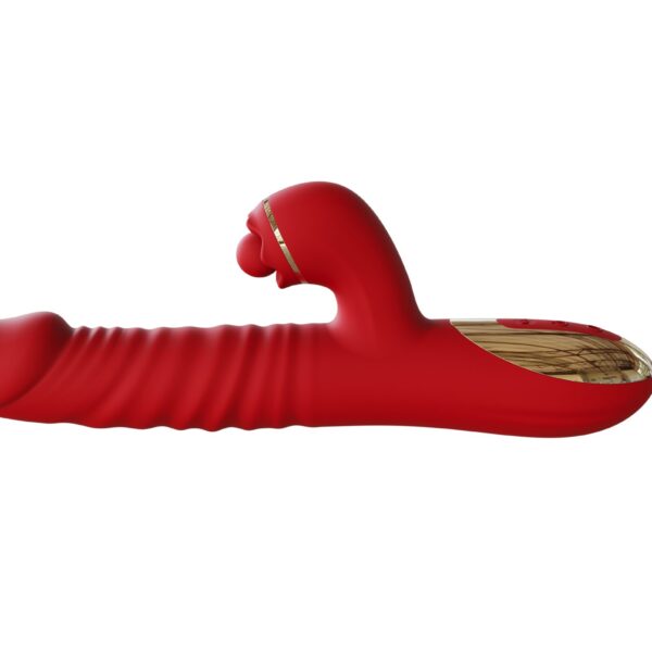 The Red Peach Double Bubble Clit and G Spot Rabbit textured dual-stimulation vibrator